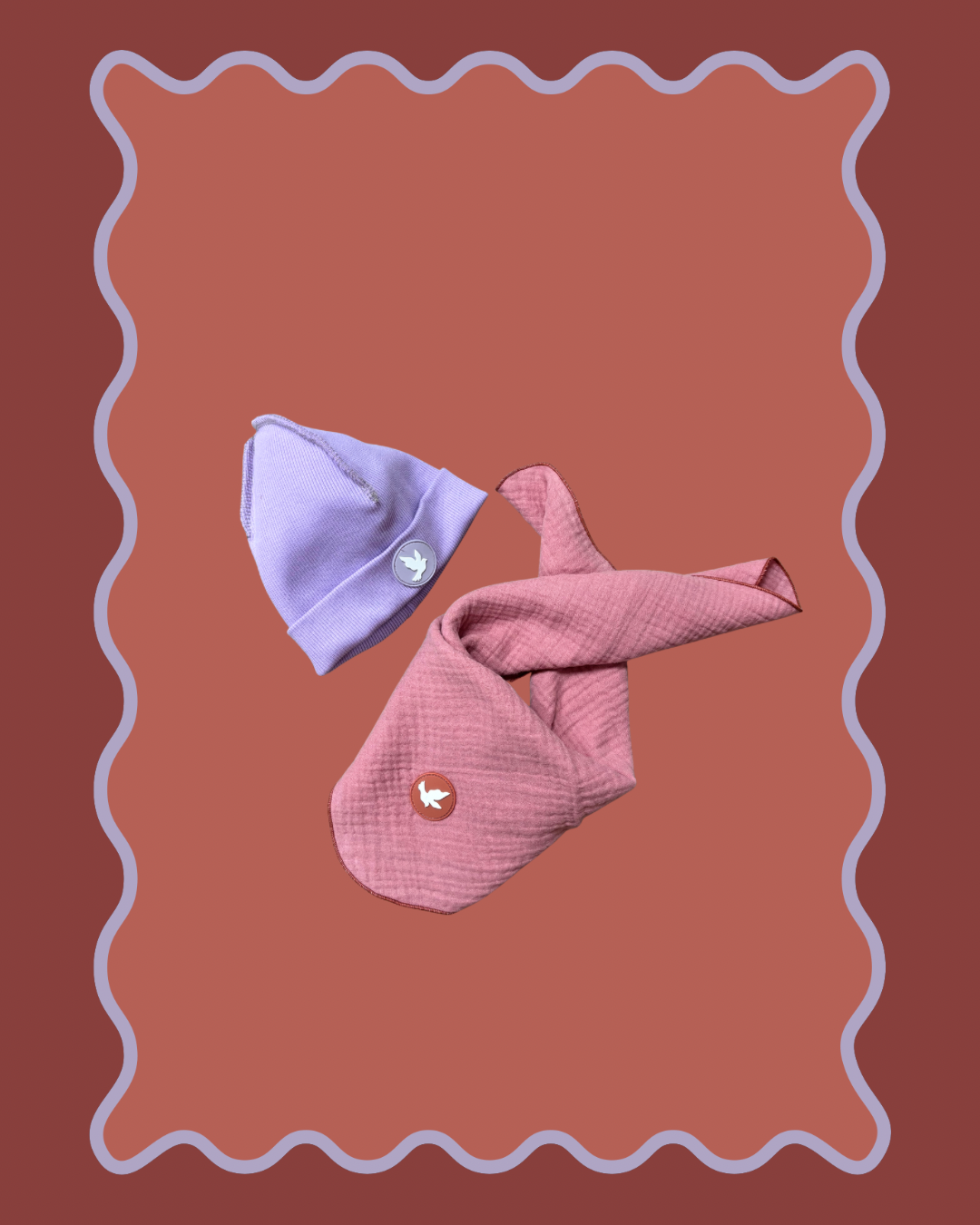 Zestaw czapka 🪻lila+ dowolna chustka muślinowa