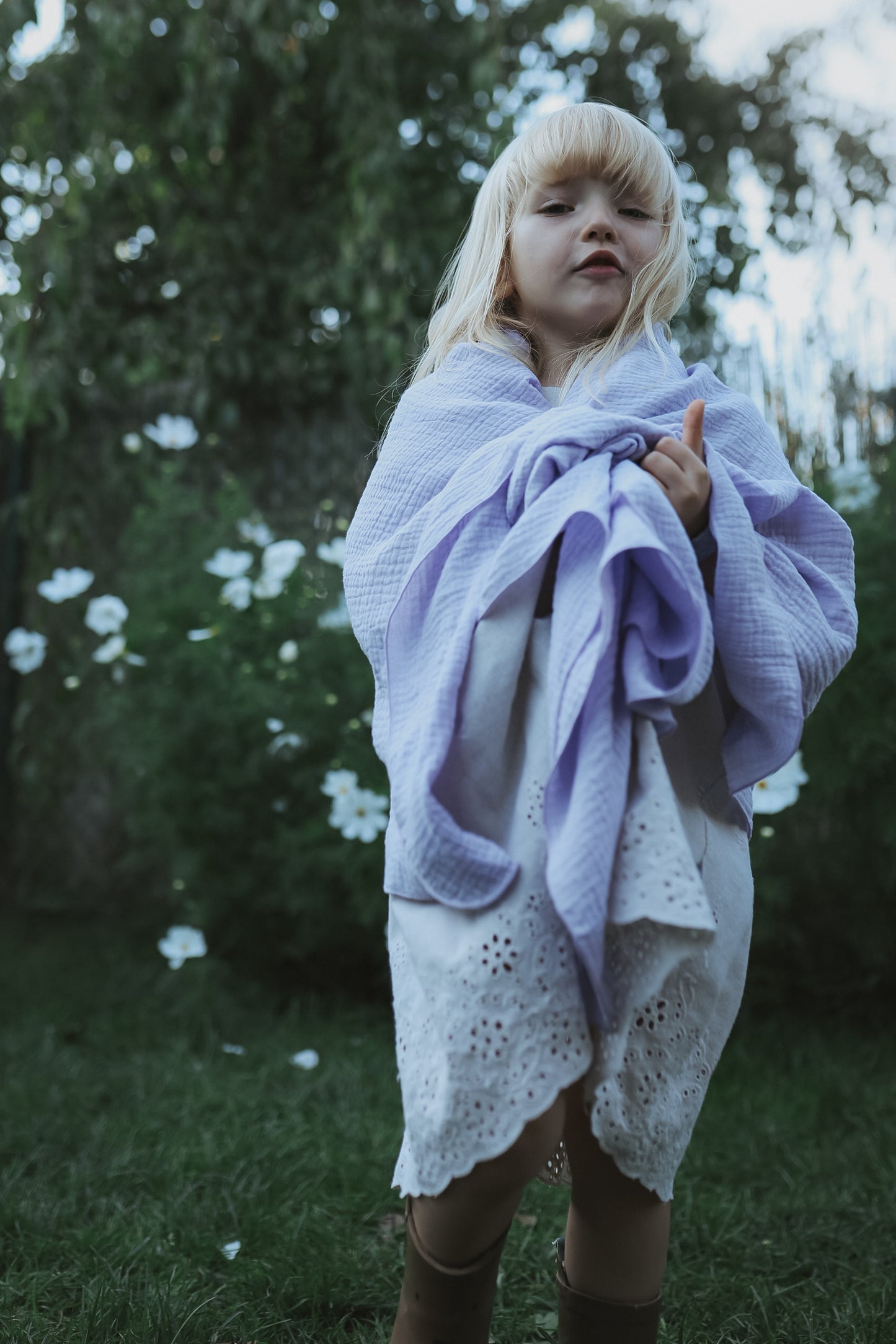 Muślinowy otulacz Duch Święty- lila fiolet