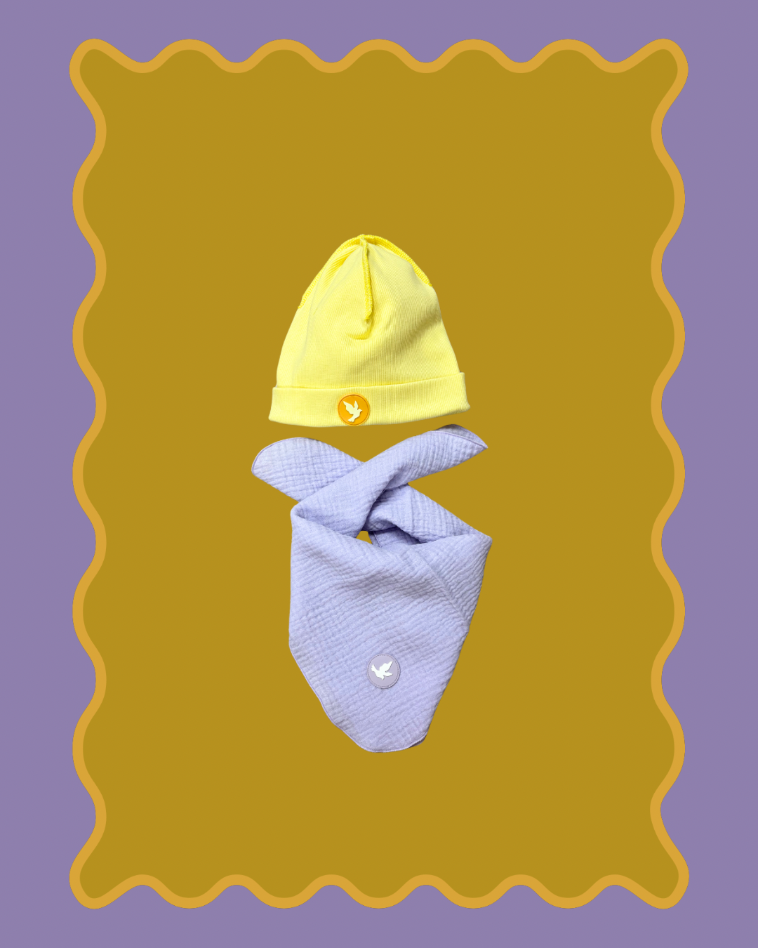 Zestaw czapka 🧈masełko+ dowolna chustka muślinowa