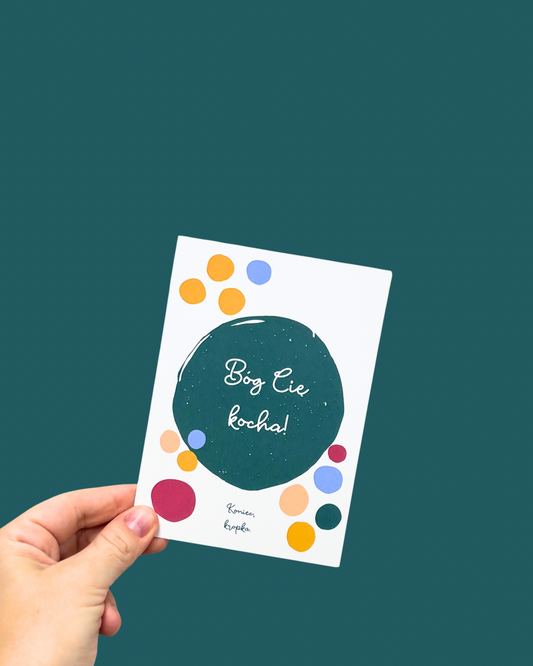 Kartka „Bóg Cię kocha-koniec kropka”